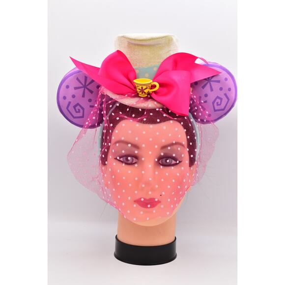 Disney Minnie Mouse Alice in Wonderland Mad Hatter Ears Headband Cup Veil Bow main image 5
